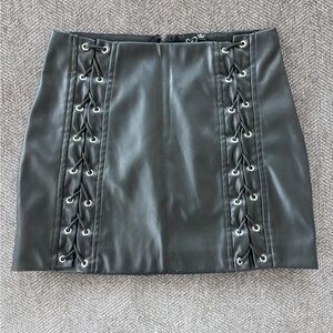Windsor Black Lace-Up Mini Skirt